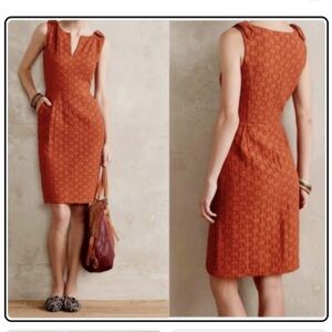 Anthropologie Tabitha Women's Sleeveless Basket Weave Orange Dress Sz 4